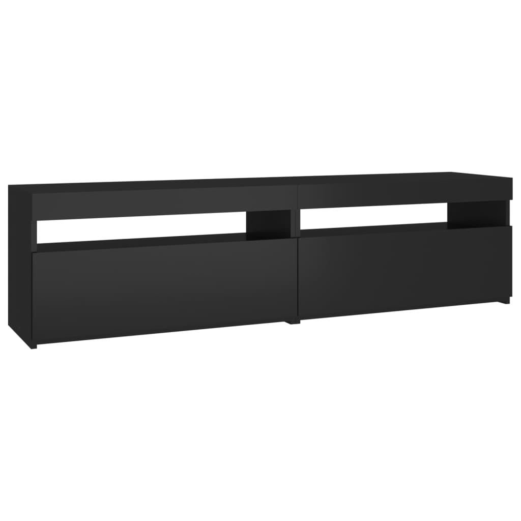 2 db fekete TV-szekrény LED-világítással 75 x 35 x 40 cm (804394)