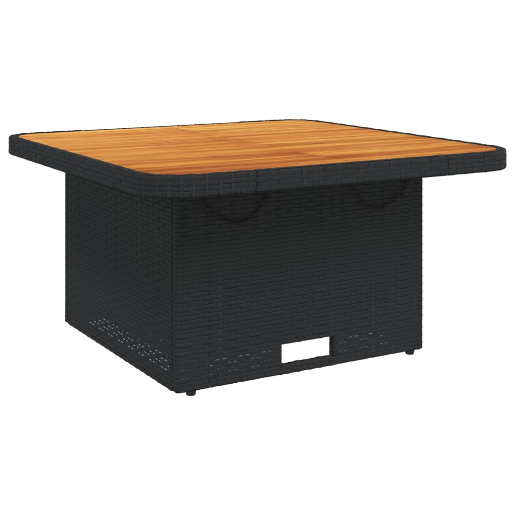 fekete polyrattan és akácfa kerti asztal 80 x 80 x 71 cm (368269)