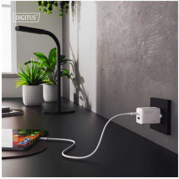 Síťová nabíječka napájecí adaptér 45W GaN II USBA x1 USBC x1 Digitus