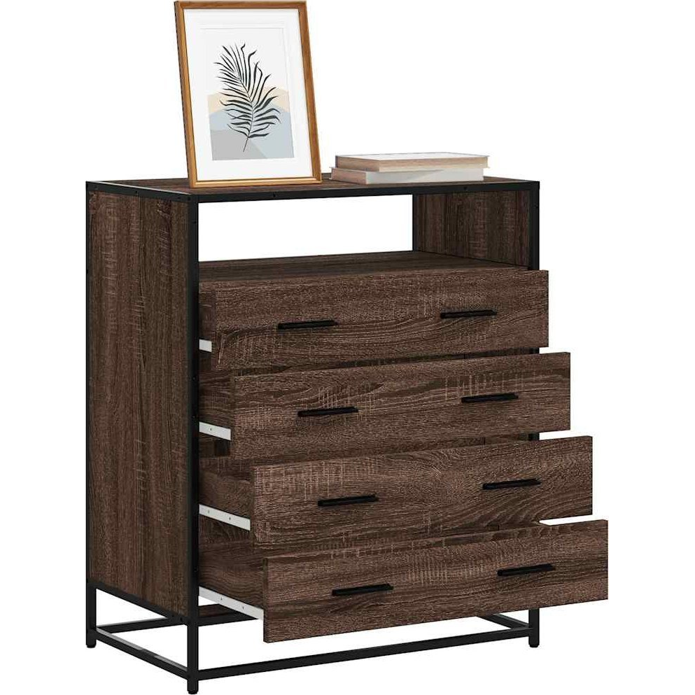 barna tölgy szerelt fa fiókos szekrény 70x41x83,5 cm (849093)