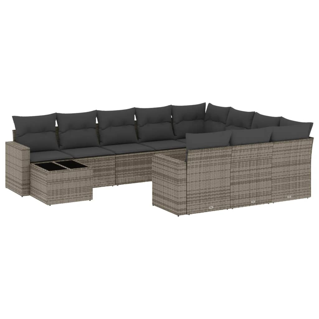 11 részes szürke polyrattan kerti ülőgarnitúra párnákkal (3219520)