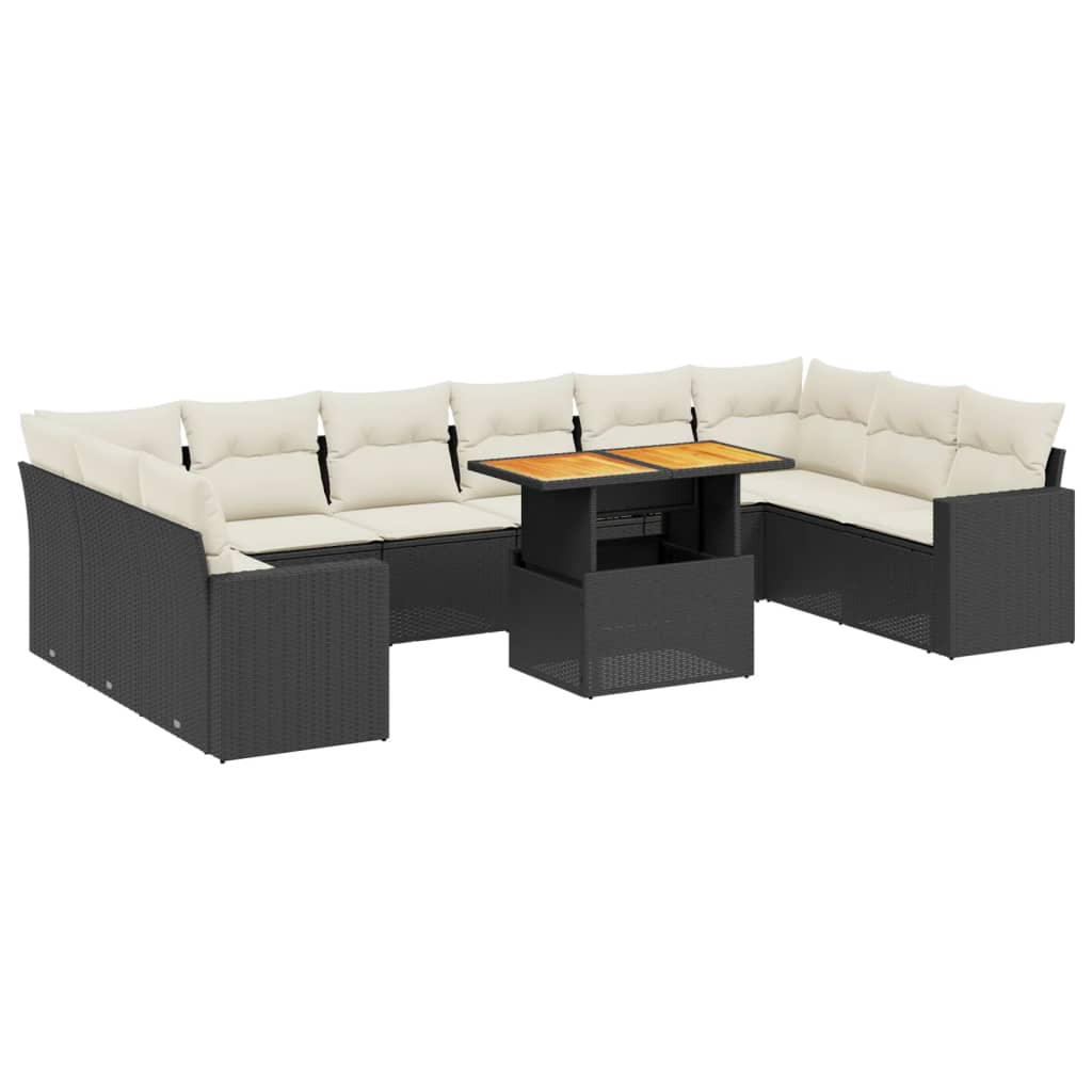 11 részes fekete polyrattan kerti ülőgarnitúra párnákkal (3271483)