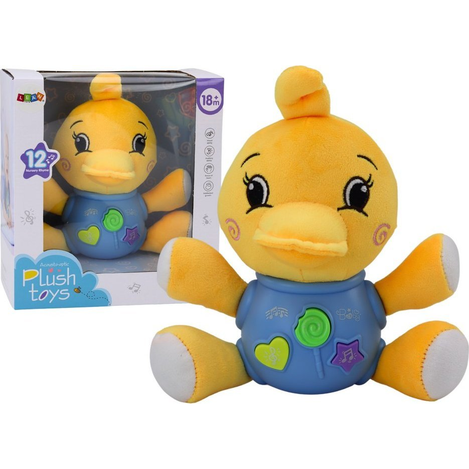 Interaktív Plüss Kacsa Játék - 19 cm, Sárga (17536)