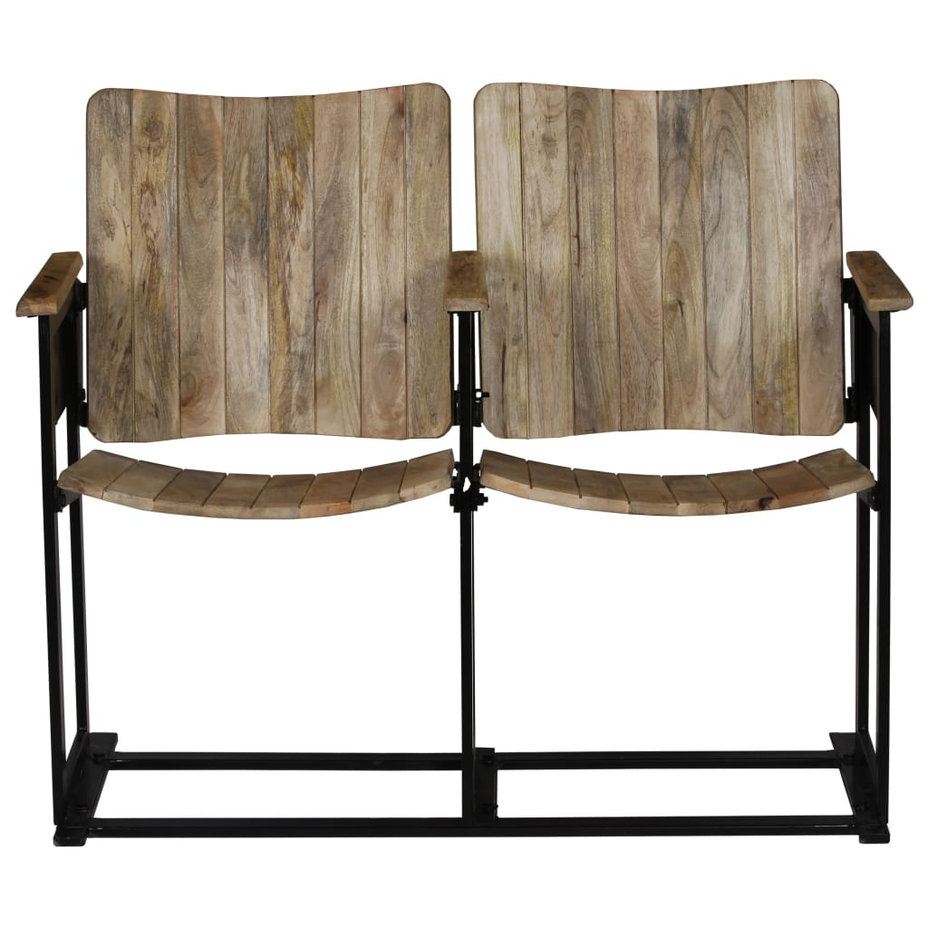 2 személyes tömör mangófa és acél pad (244954)