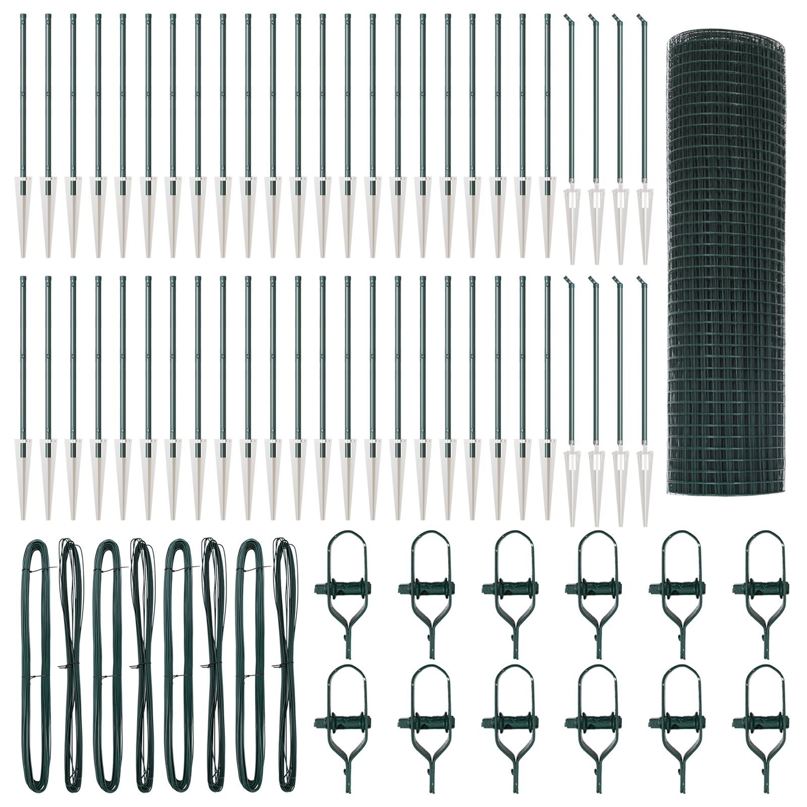 Hegesztett Drótháló Kerítés 13 Cövek Poszttal Zöld 0.5x100 m Acél (3352134)