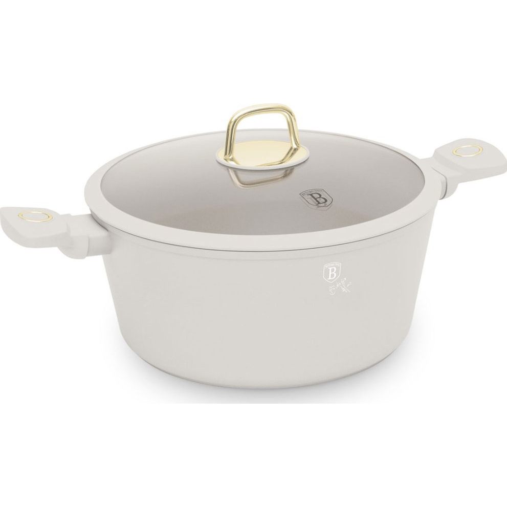 BerlingerHaus BH/8073 Sahara Collection Lábas - Fedővel, 8 L, Kovácsolt Alumínium, Matt Krém (BH-8073)