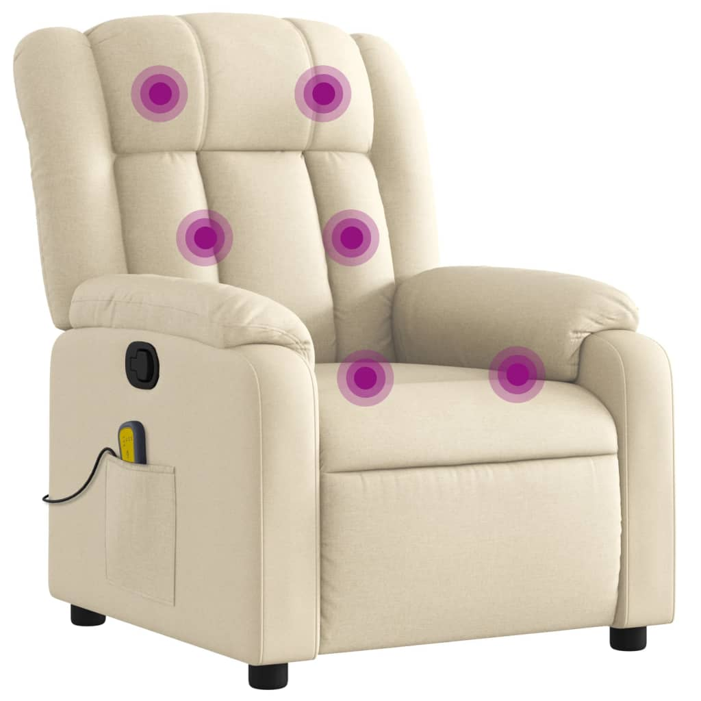 krémszínű szövet dönthető masszázsfotel (373595)