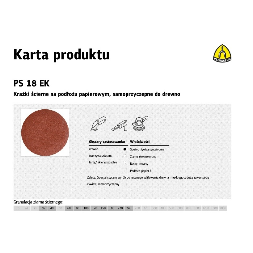 Csiszolókorong KLINGSPOR PS18EK S0 fi.125 gr.220 (270577)