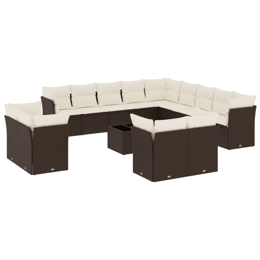 14 részes barna polyrattan kerti ülőgarnitúra párnákkal (3250402)
