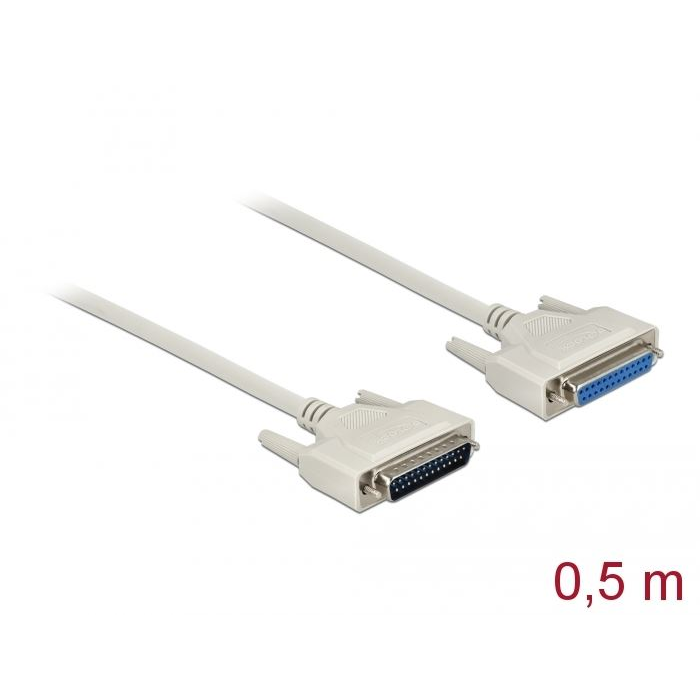 Delock D-Sub 25-ös soros kábel dugó-hüvely 0,5 m (86907) (DE86907)