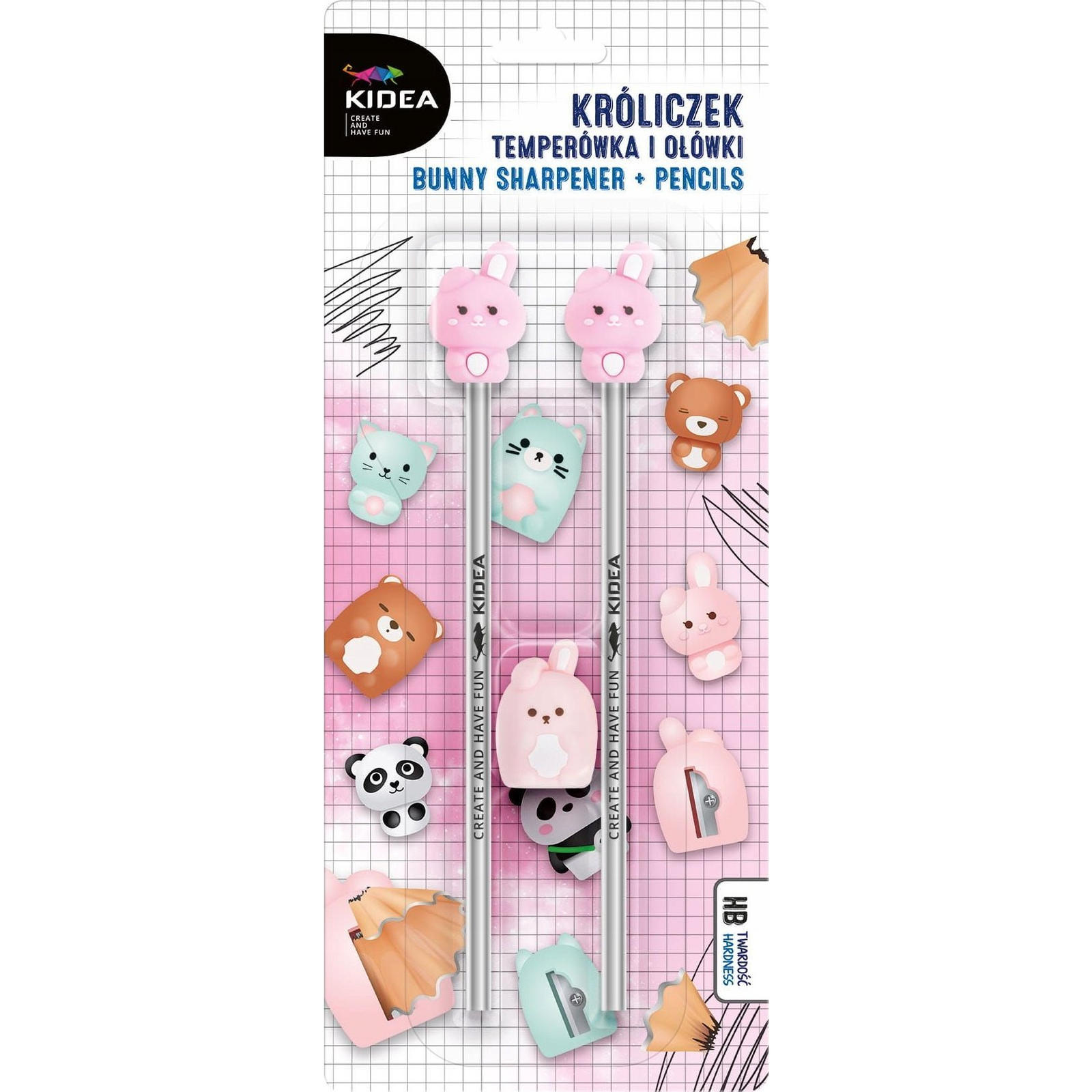 Kidea Nyuszis HB Grafitceruza - 2 db-os - Hegyezővel (KROT3KA) (KROT3KA)