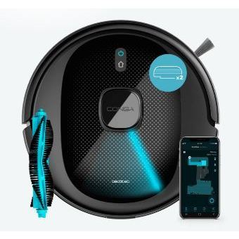 Робот прахосмукачка Cecotec Conga 7490 Immortal X-Treme 08069, 4 в 1, 2600 Pa, Лазер, Автономия 120 минути, Резервоар за течности и прах, Функция моп, Допълнителен моп, Черен