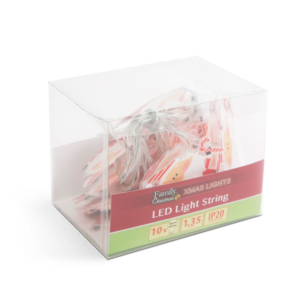 Family LED fényfüzér - mikulás 1,35m, melegfehér, 2xAA (58912) (58912)