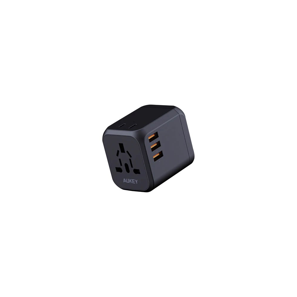 Aukey PA-TA04 3x USB Type-A / 1x USB Type-C Hálózati töltő + Utazó adapter - Fekete (30W) (PA-TA04)
