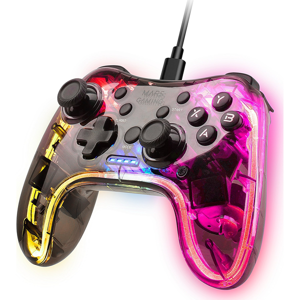 Mars Gaming MGPC periferica di gioco Trasparente USB Gamepad Android, MAC, Nintendo Switch, PC, Playstation 3