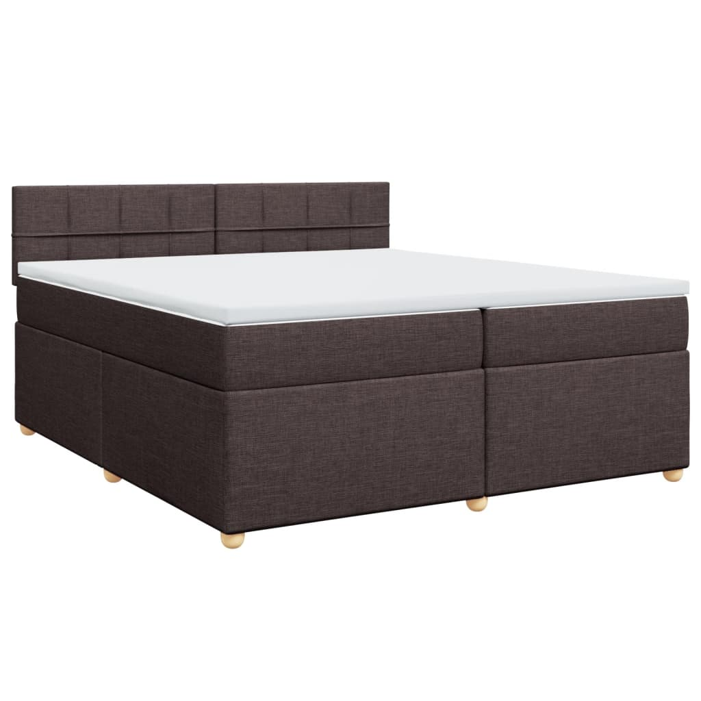 sötétbarna szövet rugós ágy matraccal 200 x 200 cm (3286790)