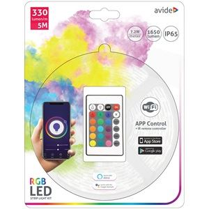 Avide LED szalag 2V 7.2W SMD5050 30LED RGB IP65 5m WIFI TUYA IR távirányító (ABLSBL12V5050-30RGB-WIFI+IR)