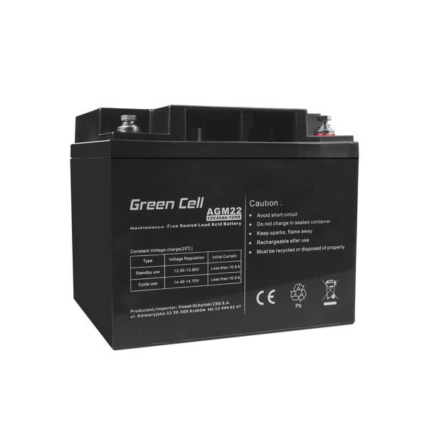 Green Cell 12V 40Ah AGM VRLA Akkumulátor