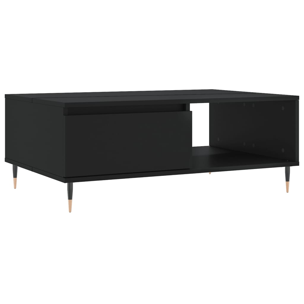 fekete szerelt fa dohányzóasztal 90 x 60 x 35 cm (827053)