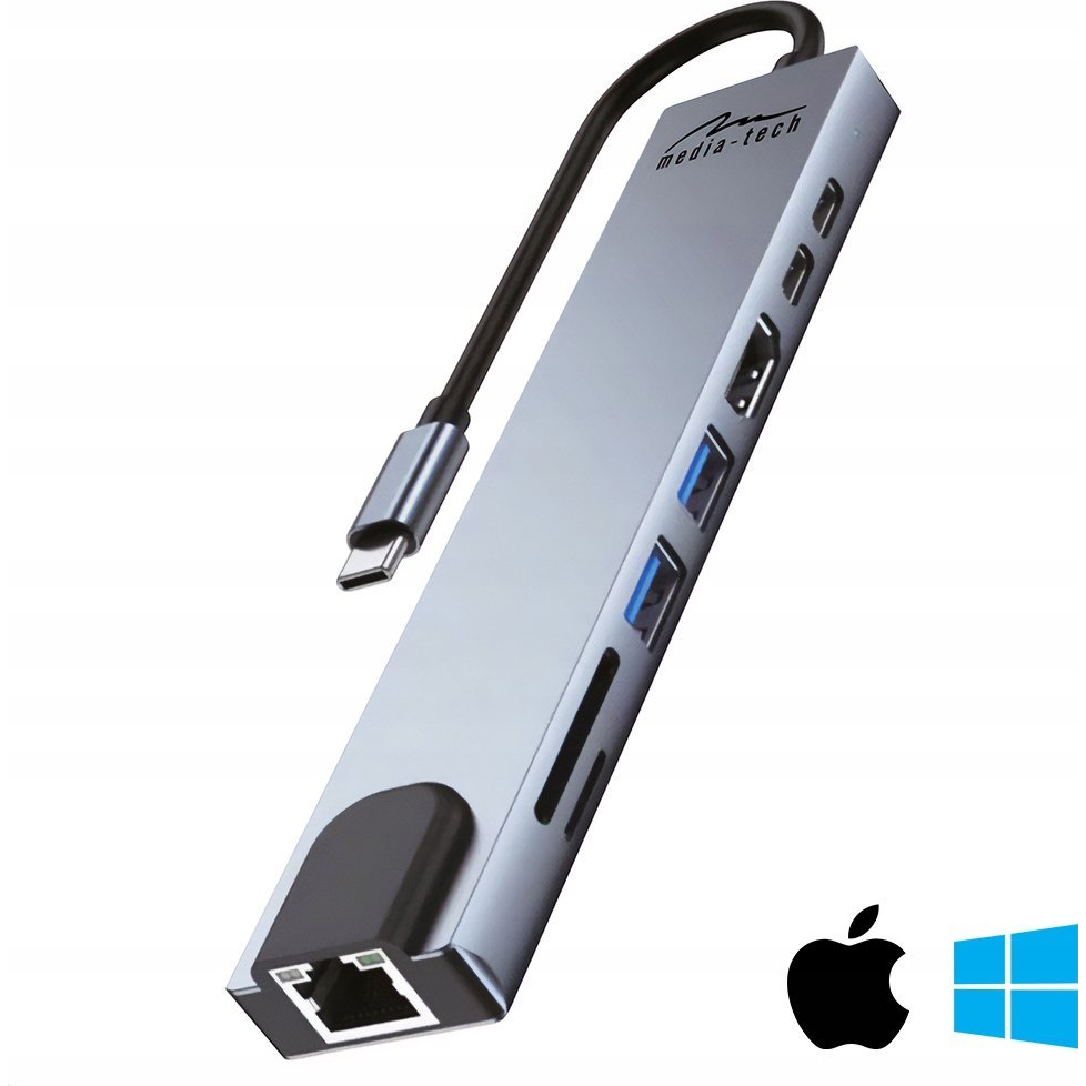 MEDIA-TECH 8in1 GIGA LAN HUB Docking Station (MT5046)