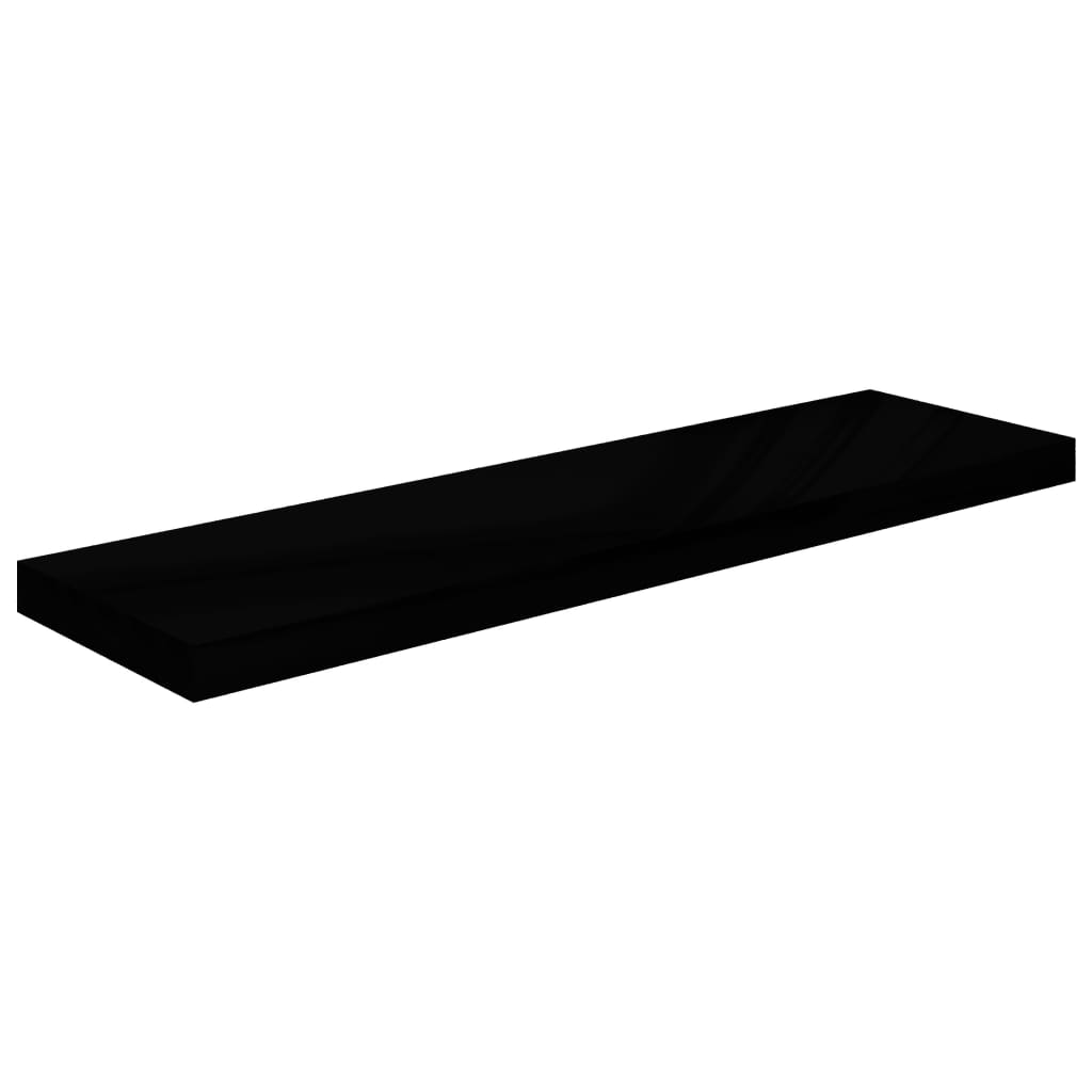 magasfényű fekete MDF fali polc 90 x 23,5 x 3,8 cm (323775)