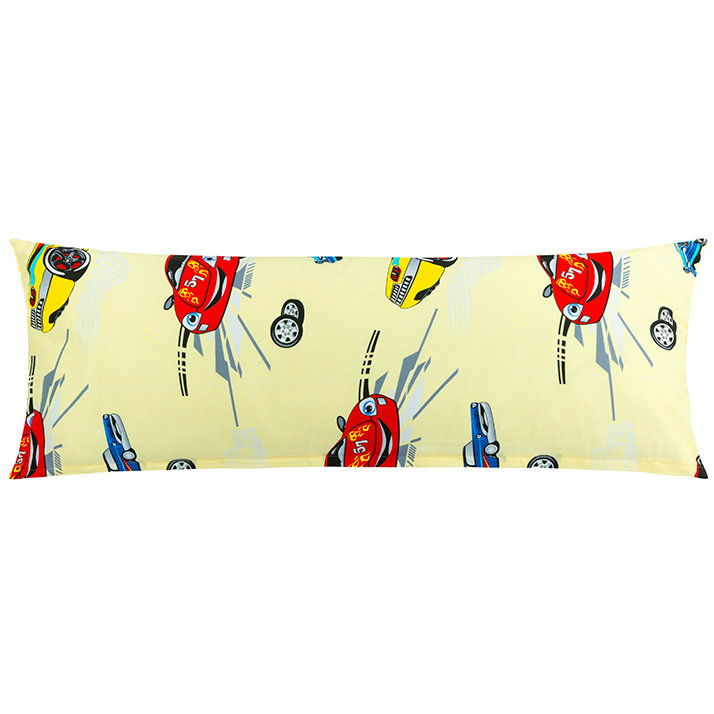 BELLATEX párnahuzat - ölelőpárna 55 × 180 cm, versenyautó, sárga (12805)