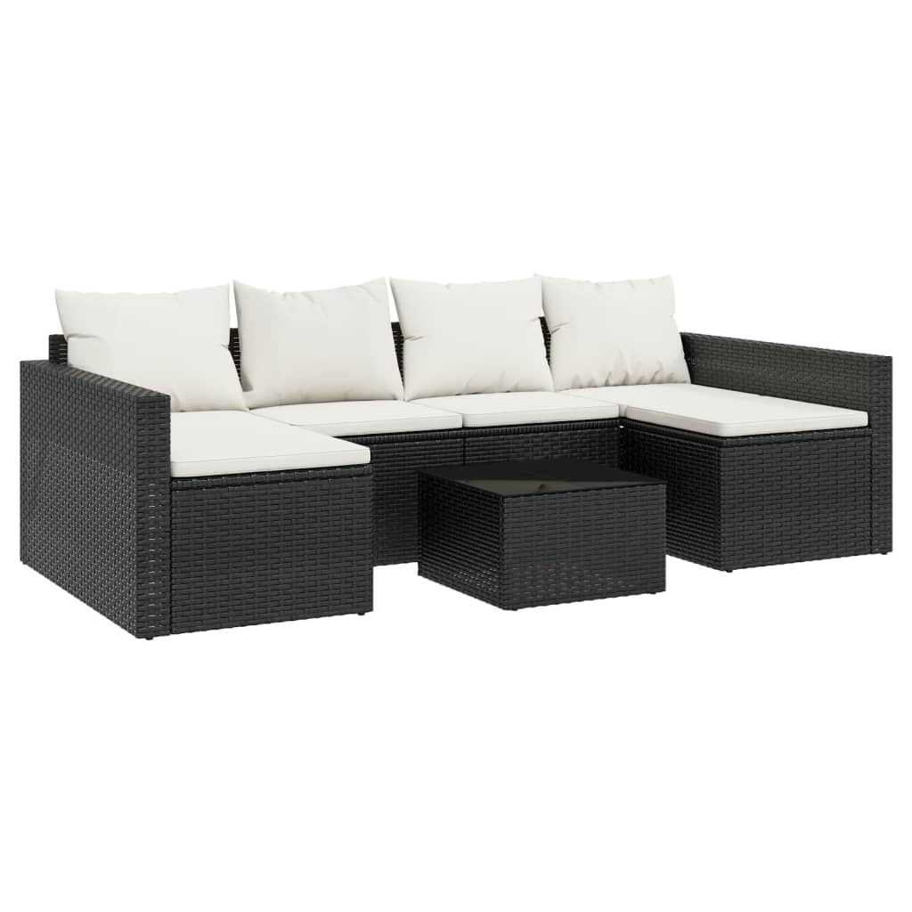 2 részes fekete polyrattan kerti ülőgarnitúra párnákkal (362343)