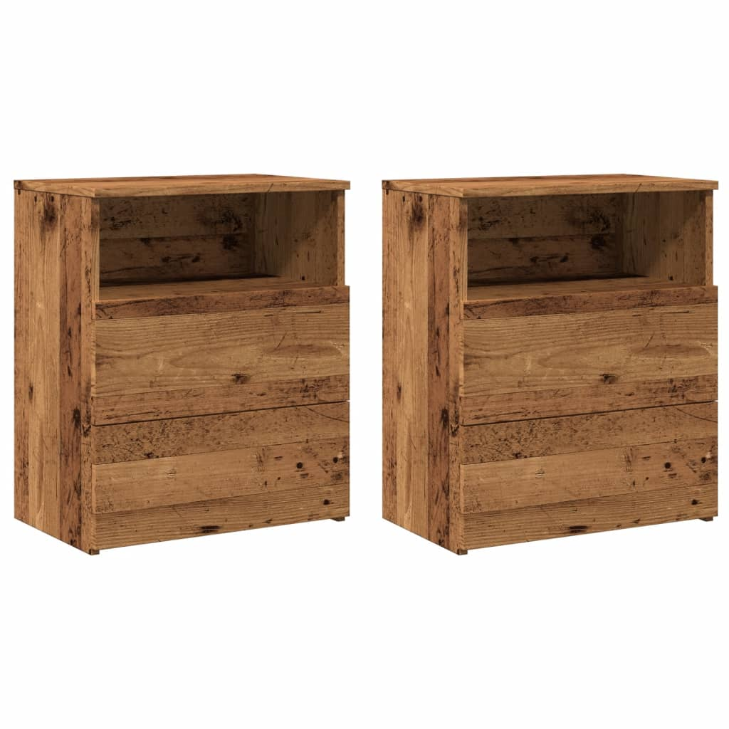 2 db antik fa színű szerelt fa éjjeliszekrény 50 x 32 x 60 cm (856565)