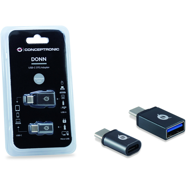 Conceptronic DONN04G μετατροπέας καλωδίου USB 3.1 Gen 1 Type-C, USB 2.0 Type-C USB 3.1 Gen 1 Type-A, USB 2.0 Micro Μαύρος (Μαύρο)