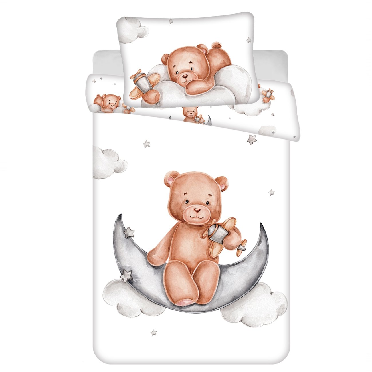 Jerry Fabrics Medvídek plane baby 100 × 135, 40 × 60 cm (00145-MEDVIDPLANA)