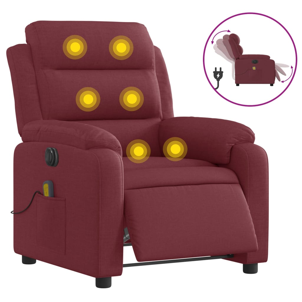 bordó szövet elektromos dönthető masszázsfotel (3204971)