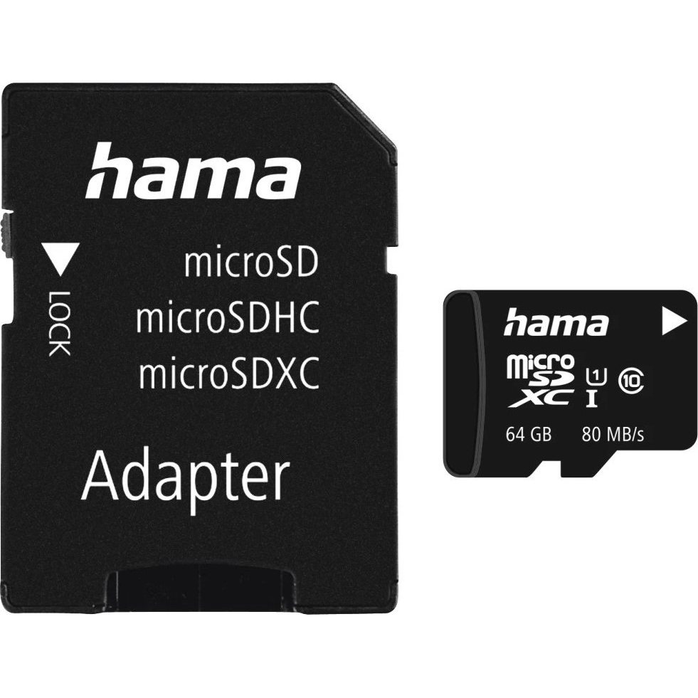 HAMA 64GB SD micro (SDXC Class 10 UHS-I) memória kártya adapterrel (001241400000)