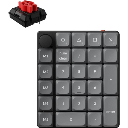 Keychron K0 Max Bluetooth / vezeték nélküli Milk POM Red mechanikus numerikus billentyűzet fekete (K0M-H1) (K0M-H1)