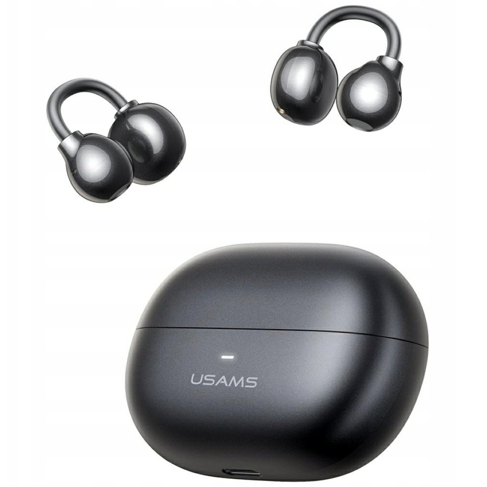 Usams ECHO R02 bluetooth fülhallgató SZTEREO (v5.3, TWS, zajszűrő, fülre akasztható + töltőtok) FEKETE (BHR0201) (BHR0201)