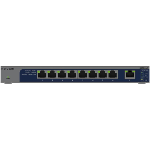 NETGEAR GS108MX-100EUS netværksswitch Ikke administreret L2 Gigabit Ethernet (10/100/1000) Bord-/vægmontering