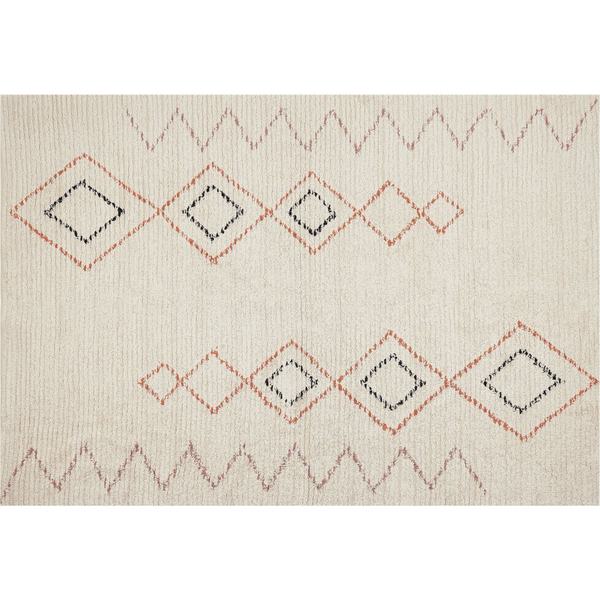 Alfombra De Algodón Beige Rojo Negro 140 X 200 Cm Hecho A Mano Geométrico Guwahati - Beige