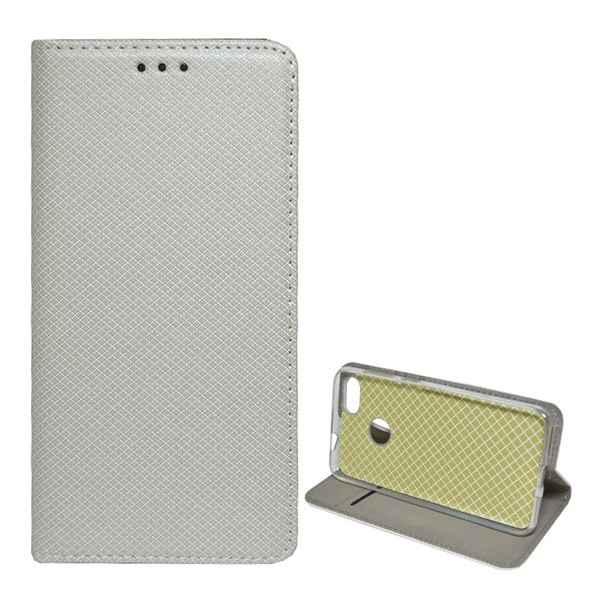 Tok álló, bőr hatású (FLIP, oldalra nyíló, asztali tartó funkció, rombusz minta) VILÁGOSSZÜRKE [Huawei P9 Lite Mini] (5996457753291)