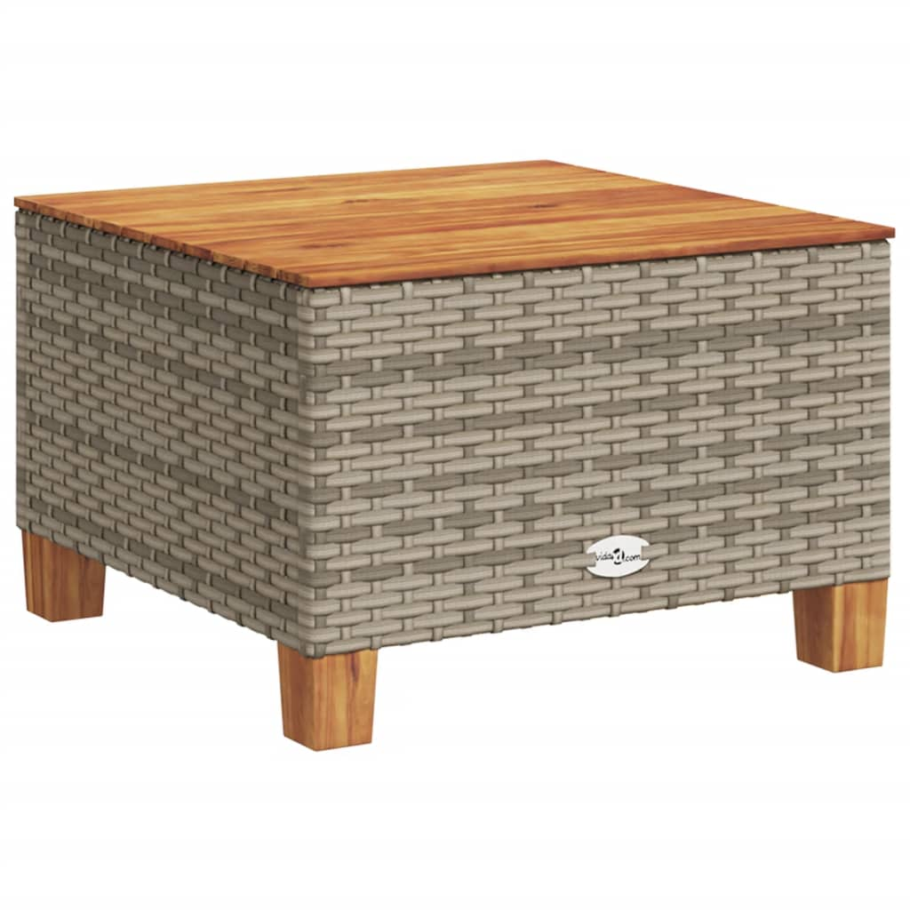 szürke polyrattan és akácfa kerti asztal 55 x 55 x 36 cm (365909)
