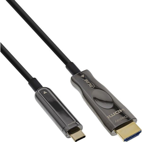 InLine 64250A videokabel adapter 50 m USB Type-C HDMI Sort