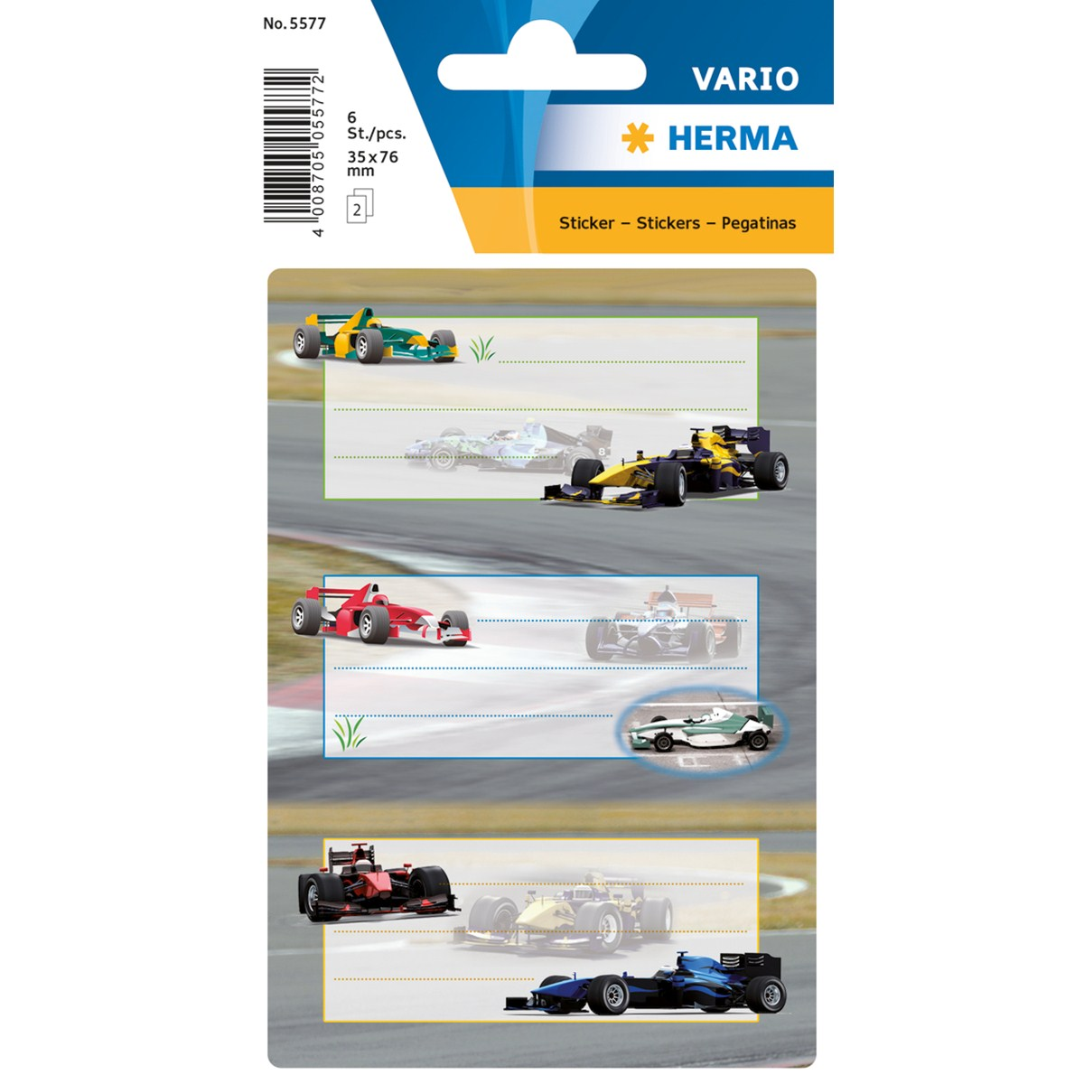Herma Versenyautós füzetcímke (6 db / csomag) (5577)