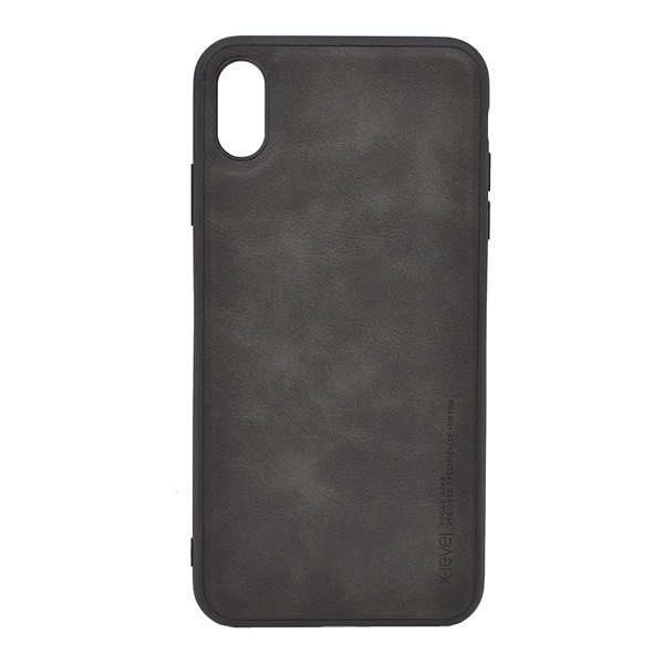 X-LEVEL VINTAGE szilikon telefonvédő (bőr hatású hátlap) FEKETE [Apple iPhone XS Max 6.5] (5996457839940)