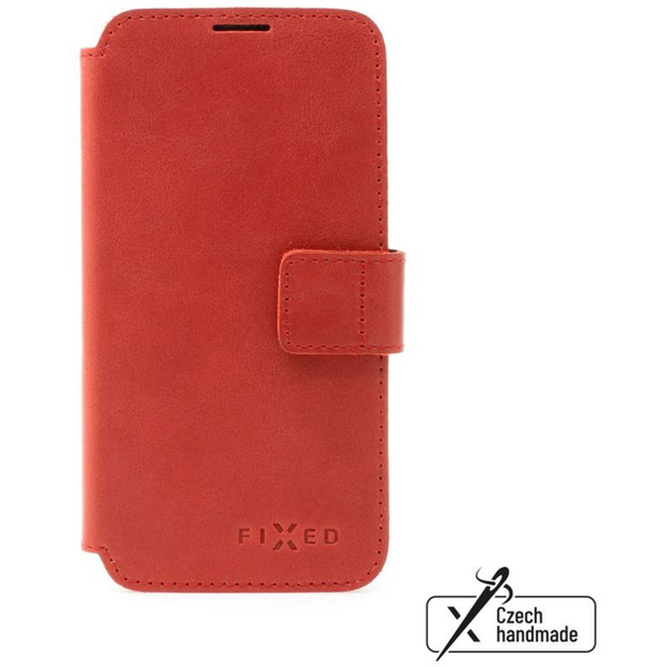 Калъф за телефон ProFit със странично отваряне, ръчно зашита естествена кожа, съвместим с Apple iPhone 16 Pro Max, червен FIXPFIT2-1403-RD