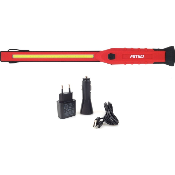Amio LED-es Akkumulátoros Szerelőlámpa Akasztóval Mágneses Talppal