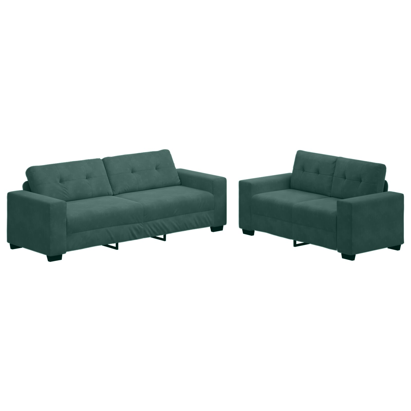2 darabos kanapé szett párnákkal, sötétzöld velúr (3324723)