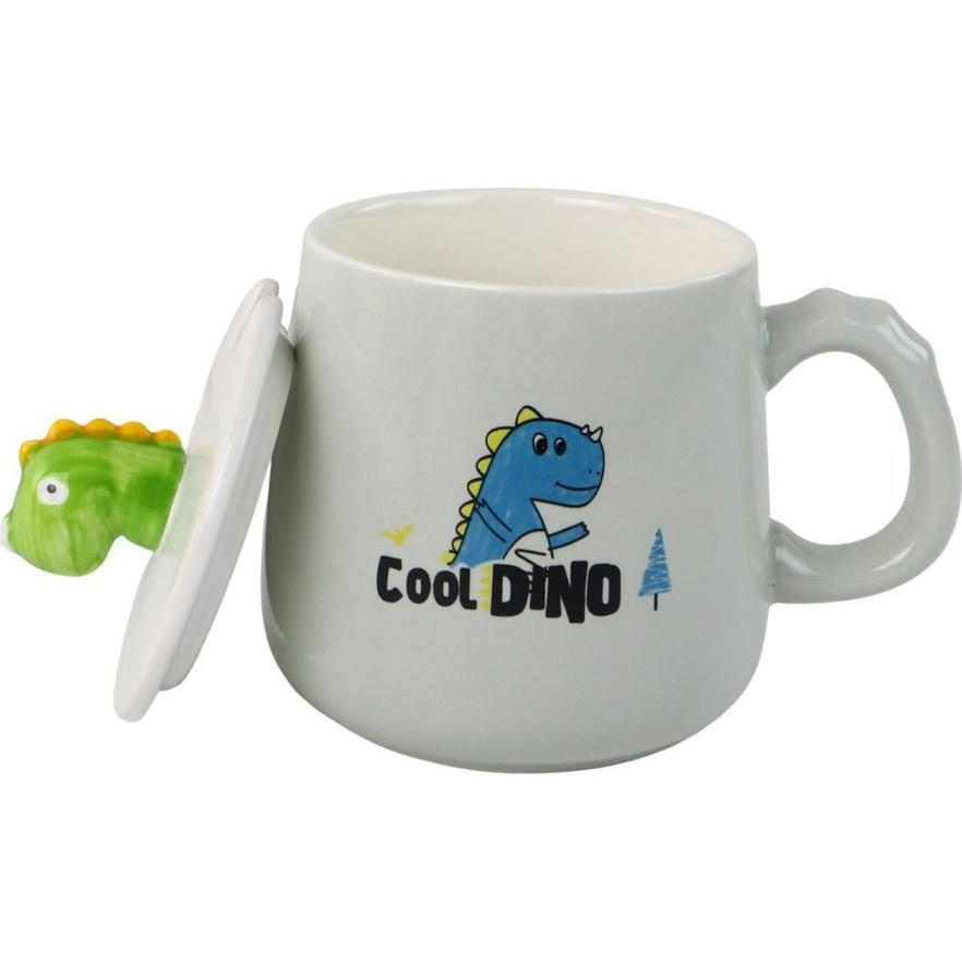 Dinós Blue Kerámia Bögre, Fedél, Kanál, 350 Ml 16705 (16705)