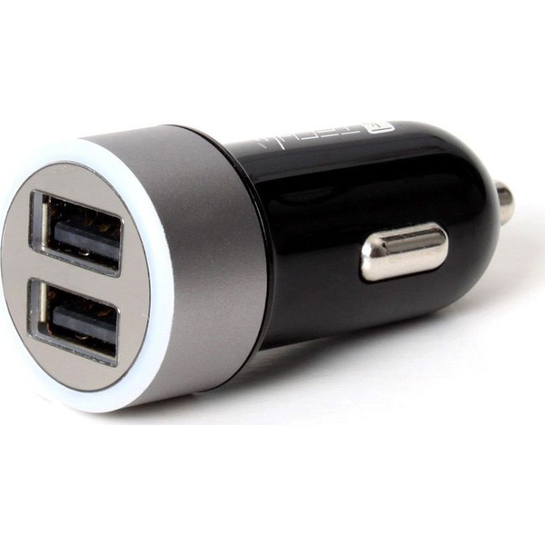 Techly IUSB2-CAR-ADP482 oplader voor mobiele apparatuur Universeel Zwart, Zilver Sigarettenaansteker Auto