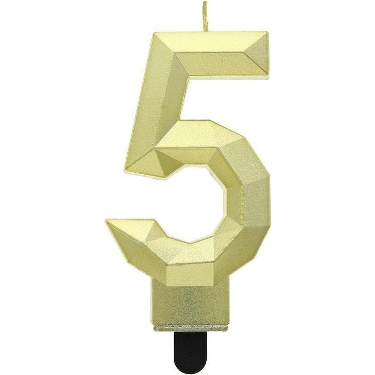 Diamond Metallic Számgyertya - 5-ös, Arany (492278)