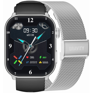 Smartwatch Damski GRAVITY GT28-9 Pasek + Bransoleta Czarno Srebrny