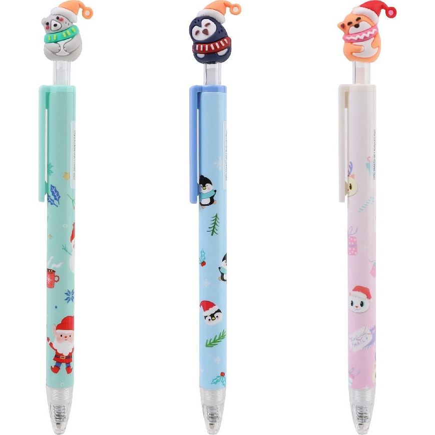 Nebulo Karácsonyi sapkás állatok nyomógombos golyóstoll (DTG-XMAS2-001)