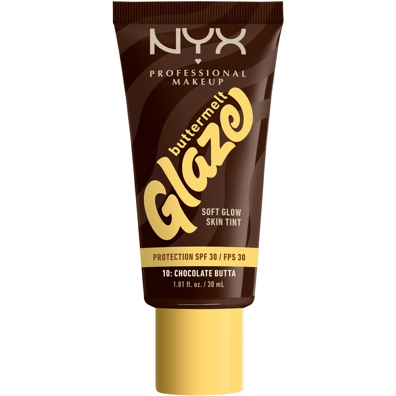 NYX PROFESSIONAL MAKEUP Buttermelt Glaze Soft Glow Skin Tint + SPF30, Chocolate Butta (800897266844)